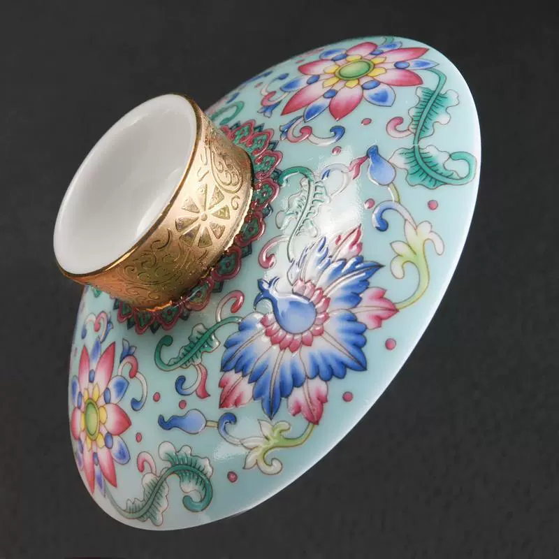 Chinese Style Enamel Sancai Gaiwan, Heat Resistant Ceramic - Image 5